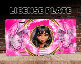 Hot Pink Angels Memorial License Plate | Memorial Car Plate | 1 PNG File