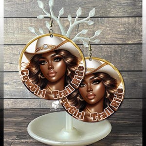 Modello per orecchini da cowgirl: design PNG rotondo (download digitale)