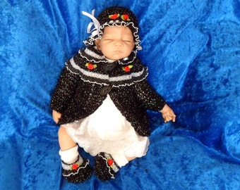 BABY JACKET, BONNET and Shoes. Crochet Pattern.