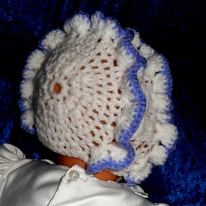 BABY BONNET. CROCHET Pattern for frilled bonnet. image 2