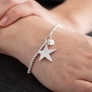 Pulsera de Estrella de Plata con Inicial - Joyería Personalizada - Regalos de Joyería de Estrella para Novia - Regalos de Cumpleaños Personalizados para Ella
