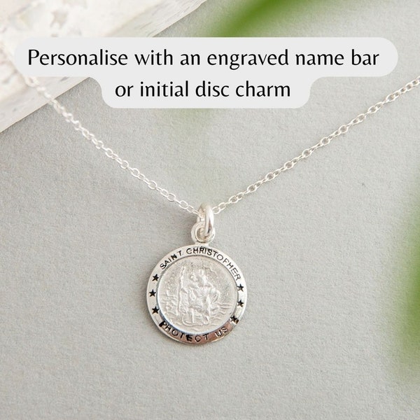 St Christopher Necklace |  Sterling Silver | Wanderlust Jewelry |  Travel Protection | Travel Jewellery | Travel Lover Gift | Safe Travel