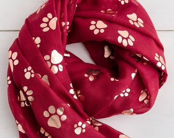 Personalised Paw Prints Scarf - Ladies Scarf - Birthday Gifts for Animal Lover - Dog Mom Gift - Cat Lover Gift - Mothers Day Gifts