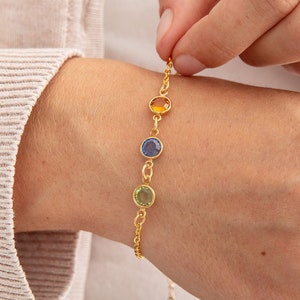 Family Birthstone Bracelet | Gold Bracelet | Personalised Jewelry Birthday Gift for Her | Birthstone Jewelry | Grandma Gift - Mothers Day