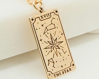 The Star Tarot Card Necklace – Gold Plated – Minimalist Tarot Jewellery Gift for Her
