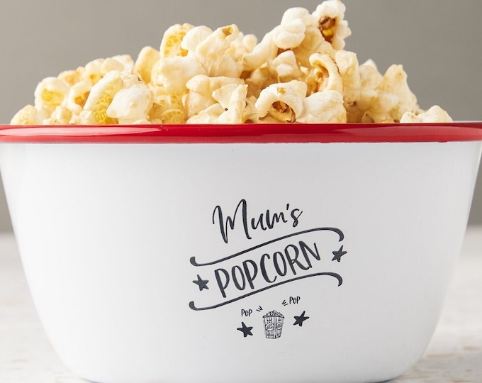 Personalised Popcorn Bowl, Custom Popcorn Bowl, Personalized Gifts, Housewarming Gift, Movie Night Personalized Bowl, Popcorn Gift