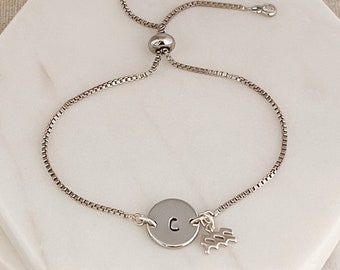 Bracelet zodiaque Verseau - Cadeaux personnalisés pour elle - Bracelets avec pierres de naissance pour femme - Bracelet initiale avec pierre de naissance de janvier, février