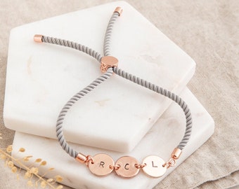 3 Initial Bracelet | Personalised Jewellery for Her | Custom Adjustable Bracelet