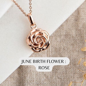 Collier fleur de naissance juin - bijoux personnalisés cadeau fleur de naissance - cadeaux d&#39;anniversaire pour elle - colliers en or rose pour femme