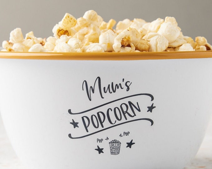 Custom Popcorn Bowl - Personalized Gift - Family Popcorn Bowl - Personalised Bowl for Popcorn Lover - Movie Night Popcorn Snack Bowl