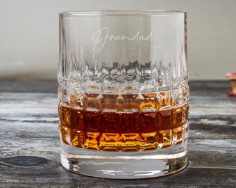 Personalised Whiskey Glass, Personalised Engraved Crystal Whisky Glass, Custom Whiskey Glass, Gift for Grandad, Gift for Dad, Scotch Glass