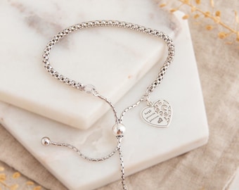 Bracciale per migliore amica in argento sterling - Regali per la tua migliore amica - Bracciale dell'amicizia - Regalo di compleanno personalizzato per lei - Regalo per sorella