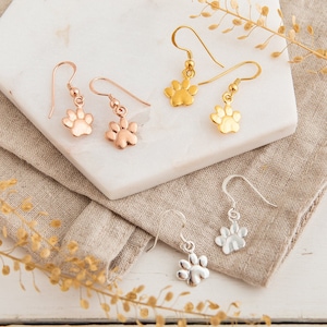 Sterling Silver Paw Earrings - Cat Paw, Dog Paw Print Earrings - Birthday Gifts for Her - Cat Lover Gift - Gifts for Her Friend