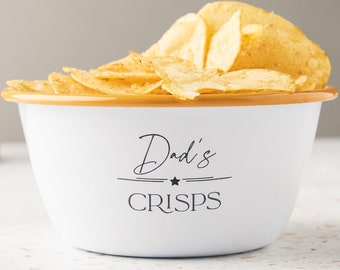 Custom Crisp Bowl - Engraved Enamel Snack Bowl - Personalised Crisps Bowl - Personalised Gifts for Him - Gifts for Her - Gifts for Boyfriend