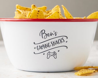 Gaming Snacks Personalised Bowl - Gifts for Boyfriend - Personalised Gifts for Him - Custom Snack Bowl - Gamer Snacks Bowl - Gifts for Her