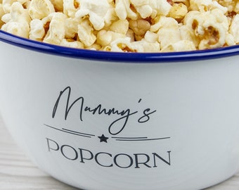 Personalised Enamel Popcorn Bowl, Personalized Gifts, Housewarming Gift, Enamelware, Personalized Gifts for Mom, Wedding Gift, Sister gift