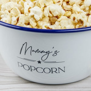 Personalised Enamel Popcorn Bowl, Personalized Gifts, Housewarming Gift, Enamelware, Personalized Gifts for Mom, Wedding Gift, Sister gift