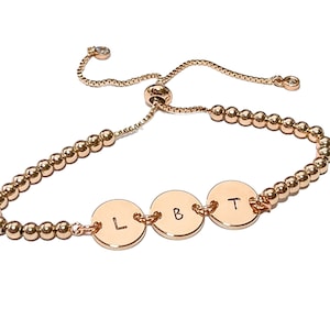Pulsera de 3 Iniciales - Pulsera de la Amistad - Pulsera de 3 Hermanas y Amigas - Regalos Personalizados para Mamá - Joyería Personalizada - Regalo para el Día de la Madre