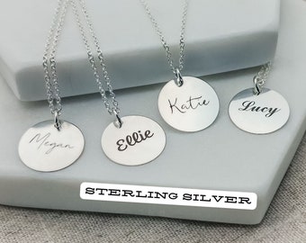 Script Font Name Necklace - Sterling Silver Name Jewelry - Personalized Gift for Her - Birthstone Necklaces for Women - Birthday Gift