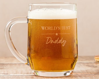 World's Best Daddy Beer Mug, Personalized Gifts for Dad, Fathers Day Gift, Dad Gift, Personalized Beer Glass, Grandad Gift, Gift for Him