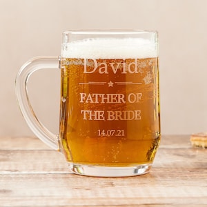 Engraved Beer Mug Father of the Bride, Father of the Bride Beer Glass, Engraved Pint Glass Father of the Bride Gift, wedding beer mug