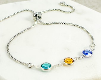 Pulsera de piedra de nacimiento familiar personalizada - Regalo personalizado - Joyería de piedra de nacimiento - Pulsera de piedra de nacimiento de madres - Pulseras de piedra de nacimiento para mujeres