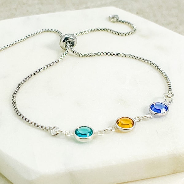 Pulsera de piedra de nacimiento familiar personalizada - Regalo personalizado - Joyería de piedra de nacimiento - Pulsera de piedra de nacimiento de madres - Pulseras de piedra de nacimiento para mujeres