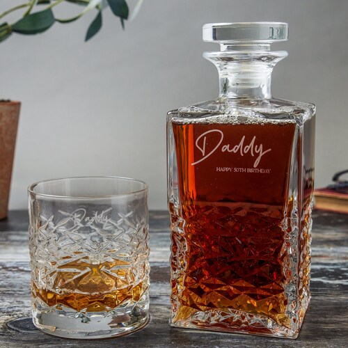 Premium Personalized Crystal Decanter Set Engraved Quadro Etsy