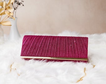 Pink Clutch Bag - Personalized Gifts for Women - Evening Bag with Engraved Name Tag - Birthday Gift for Her - Pink Evening Bag