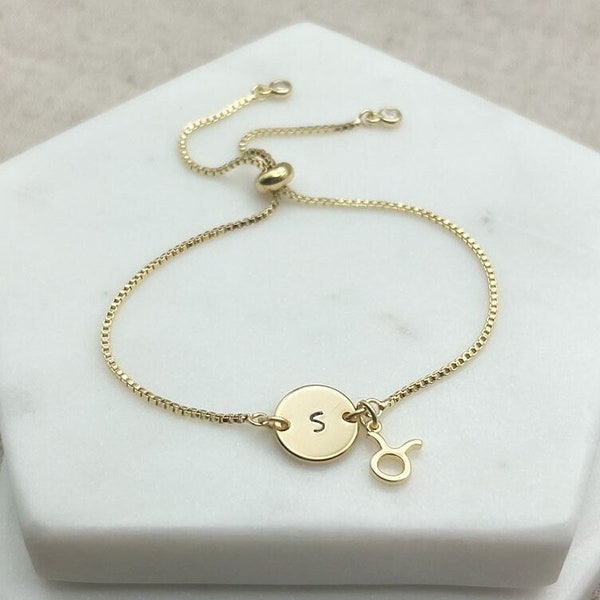 Gold Taurus Zodiac Bracelet - Personalised Jewelry Gift for Her - Birthstone Bracelets  - Birthday Gifts for Women - Zodiac Jewellery Gifts