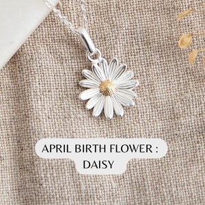 Sterling Silver Daisy Necklace April Birth Flower April Birthday Gift for Her Birth Flower Necklace Personalised April Necklace image 1