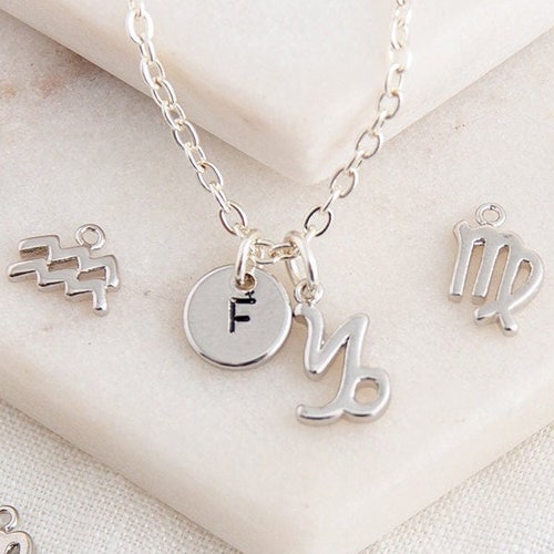 Tiny Silver Star Necklace With Initial Personalised - Etsy