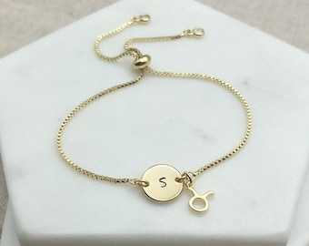 Gold Taurus Zodiac Bracelet - Personalised Jewelry Gift for Her - Birthstone Bracelets  - Birthday Gifts for Women - Zodiac Jewellery Gifts