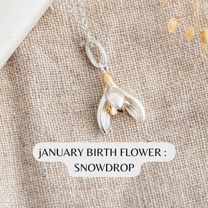 January Birth Flower Necklace | Sterling Silver Snowdrop Necklace |  Personalised Gift | January Birthday Gift | January Necklace Snowdrop