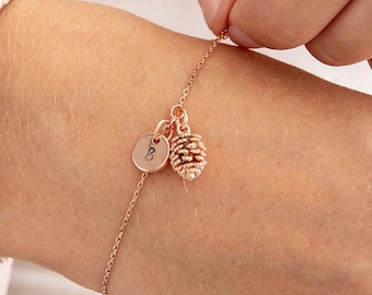 Rose Gold Pine Cone Bracelet | Birthday Gifts for Her | Autumn Bracelet for Women