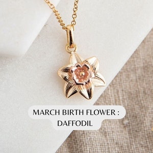 March Birth Flower Necklace | Daffodil Necklace | March Birthday Gift | Birth Flower Gifts | Personalised Birthday Gift for Her