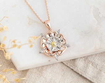 Tudor Rose Necklace, Birthday Gifts for Her, Vintage Jewelry, Necklaces for Women, Statement Accessories, Rose Gold Necklace, History Gifts