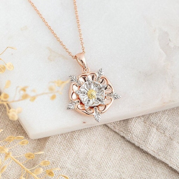 Tudor Rose Necklace, Birthday Gifts for Her, Vintage Jewelry, Necklaces for Women, Statement Accessories, Rose Gold Necklace, History Gifts