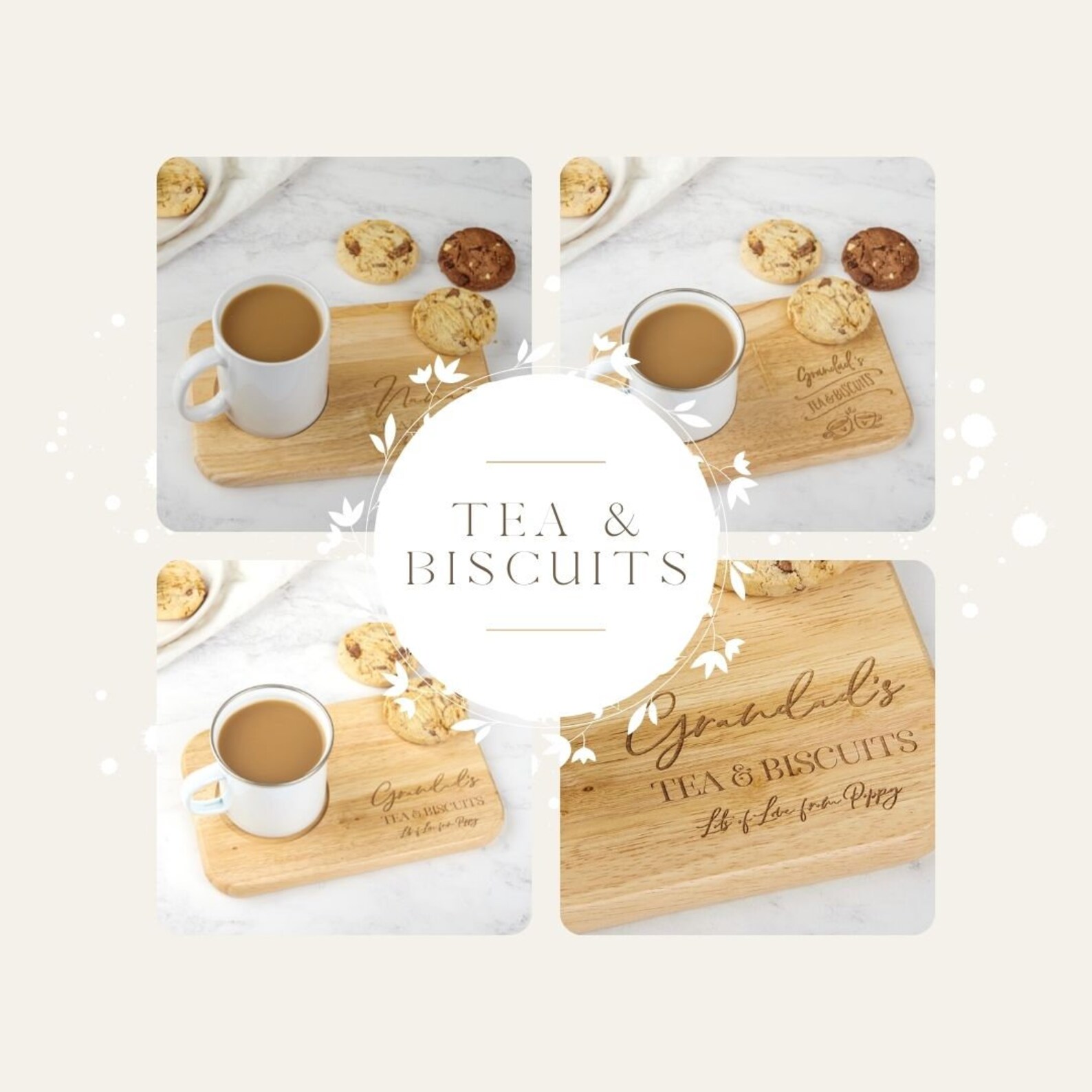 Personalised Tea & Biscuits Board Personalized Gifts Etsy