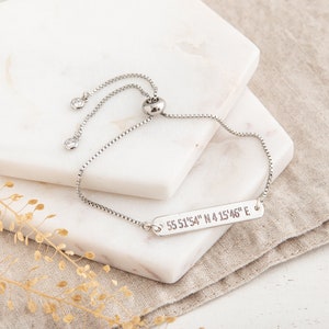Engraved Silver Plated Name Bracelet, Custom Slider Bar Bracelet