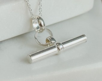 Chunky T-Bar Sterling Silver Necklace - Add Engraving