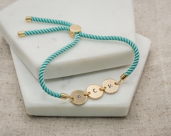 3 Initial Bracelet | Personalised Jewellery for Her | Custom Adjustable Bracelet