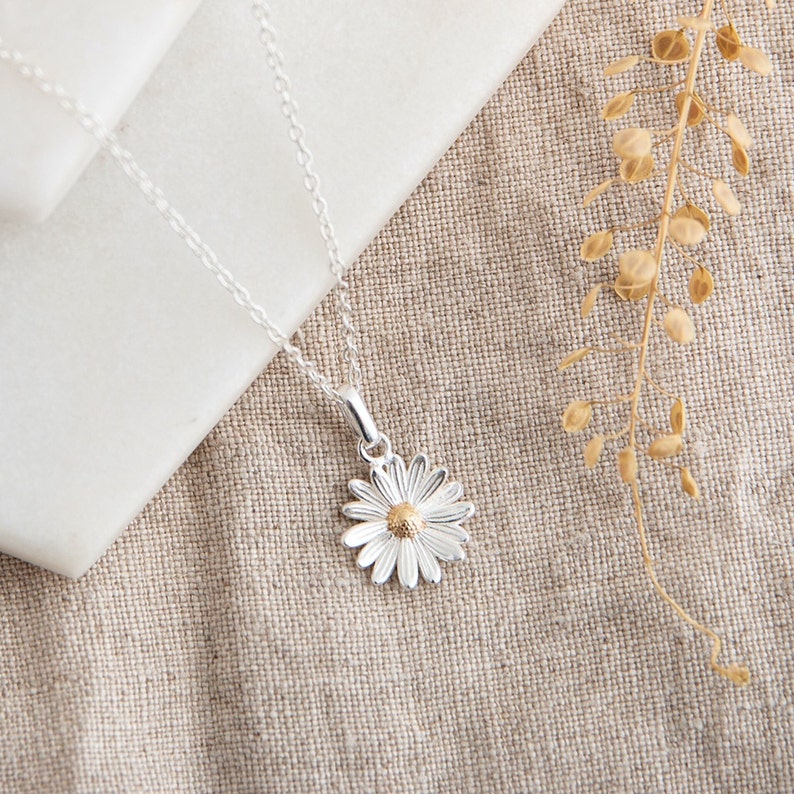 Sterling Silver Daisy Necklace April Birth Flower April Birthday Gift for Her Birth Flower Necklace Personalised April Necklace none