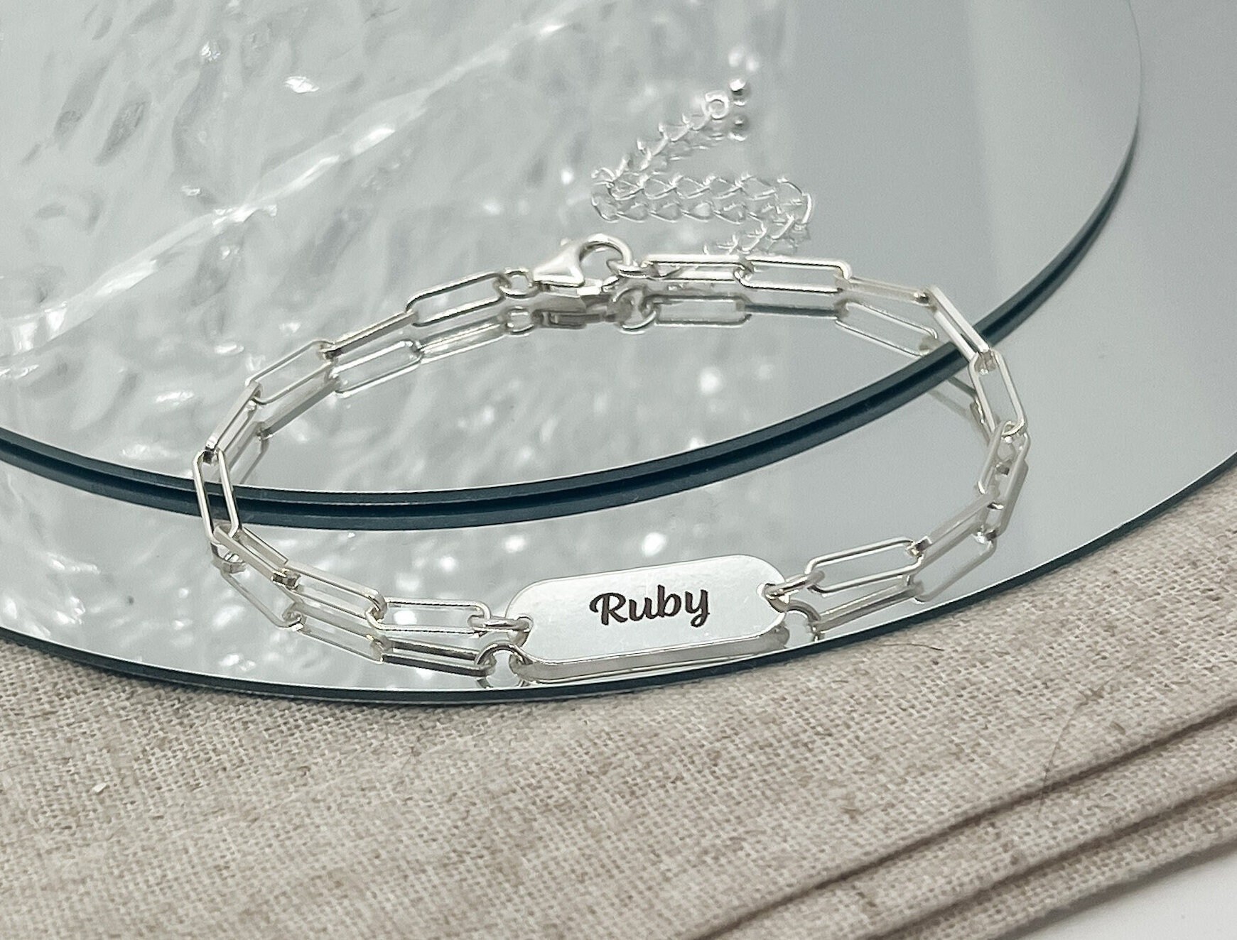 Engraved Name Sterling Silver Paperclip Bracelet Personalised Bracelets for Women Birthday Gifts for Her Birthstone Paperclip Chain Etsy France