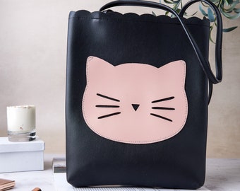 Black Cat Tote Bag with Cats - Personalised Gifts for Women - Mothers Day Gift for Cat Lover - Birthday Gifts for Her - Cat Mom Gift