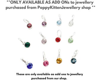 Add a Sterling Silver Birthstone Charm to Jewellery Purchased from Poppy Kitten Jewellery Shop - *ADD ON ITEM* only