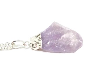 Amethyst Crystal Boho Necklace, Silver Dipped Amethyst Necklace, Raw Amethyst, Chunky Amethyst, Raw Gemstone Necklace, February Birthstone