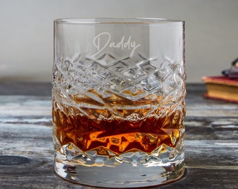 Vaso de whisky de cristal personalizado, vaso de vidrio personalizado, vaso de whisky personalizado, regalo personalizado para él, vidrio antiguo