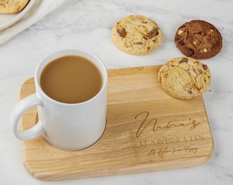 Personalised Tea & Biscuits Board, Personalized Gifts, Housewarming Gift, Grandma Gift, Mom Gift, Thank You Gift, Tea Gifts, Coffee Gifts