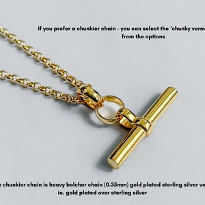 Gold Vermeil T-Bar Necklace | Gold Filled Chain image 4